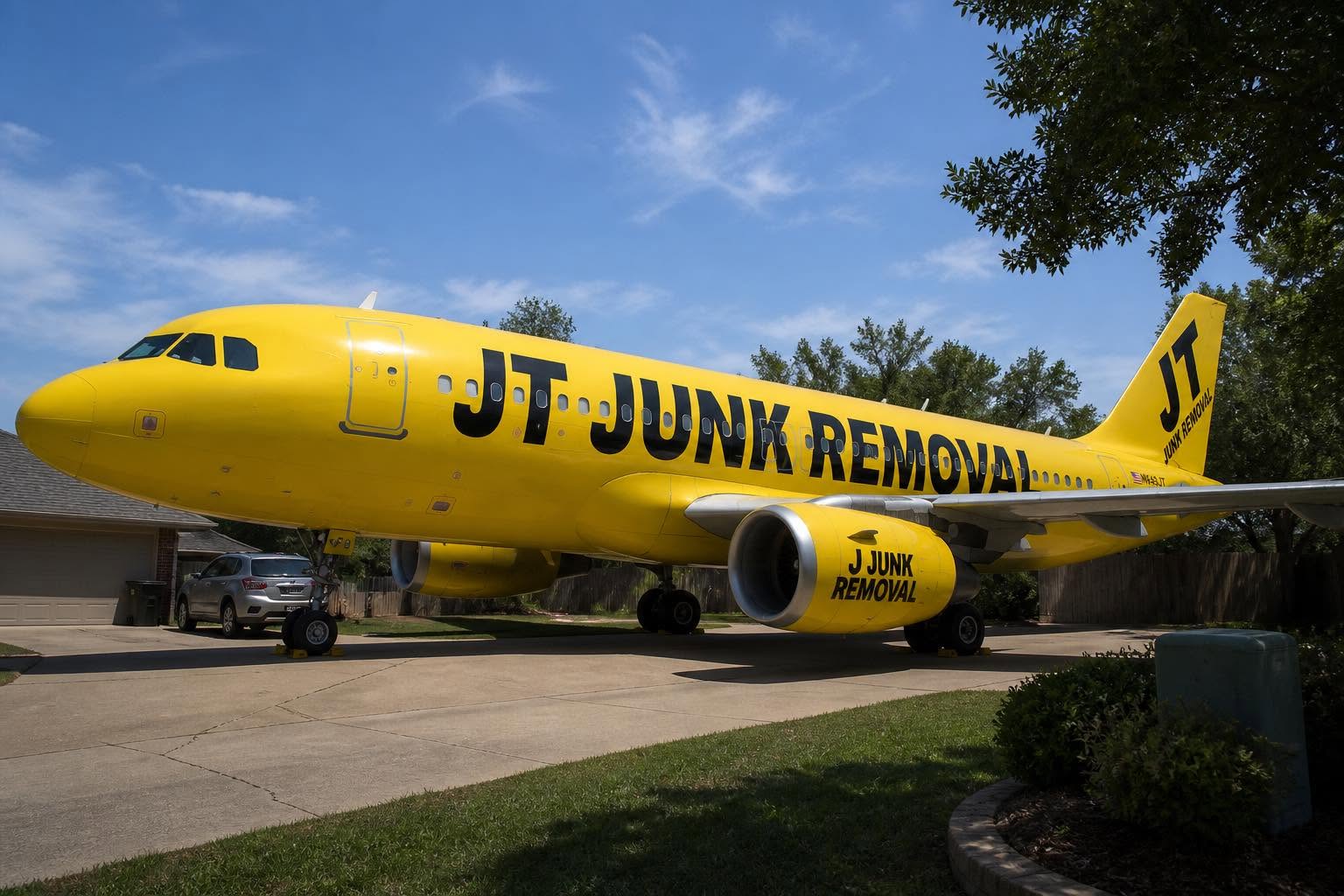 JT Junk Removal branded aircraft